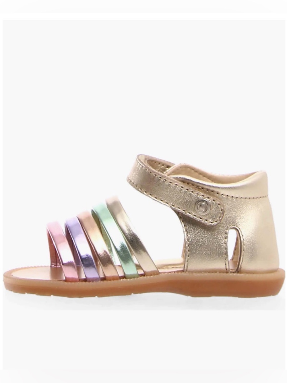 NWT NATURINO Rubino Metallic Sandal in Gold Rainbow Multi